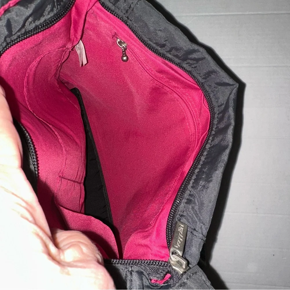 Baggallini Gray Nylon Crossbody Bag w/ Pink Interior - Picture 6 of 7